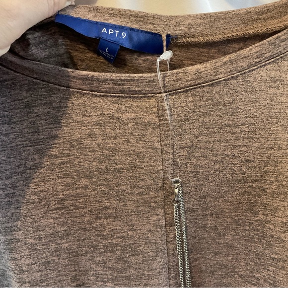 APT 9 Women’s brown heathered shirt sleeve top with front knot size LARGE - Picture 2 of 9